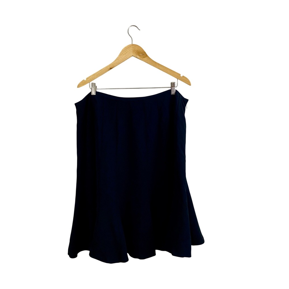 Lafayette 148 New York Black Flounce Hem Midi Skirt Lined Plus Size 18 Corporate